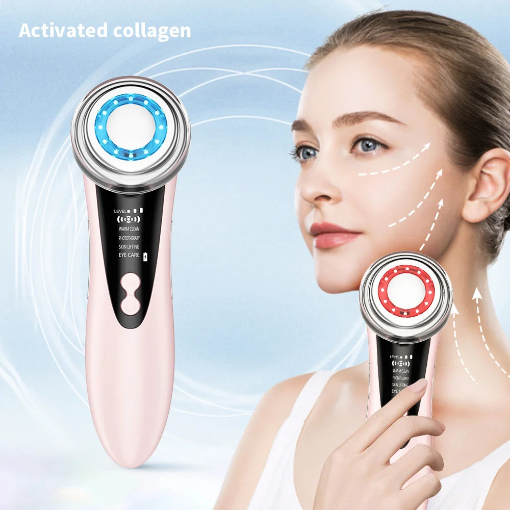 4 in 1 Facial Massager LED Light Vibration Cleaning Anti Aging Face Eye and Neck Skin Care Tool Face Toning Face Lifting Device