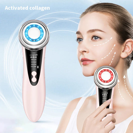4 in 1 Facial Massager LED Light Vibration Cleaning Anti Aging Face Eye and Neck Skin Care Tool Face Toning Face Lifting Device