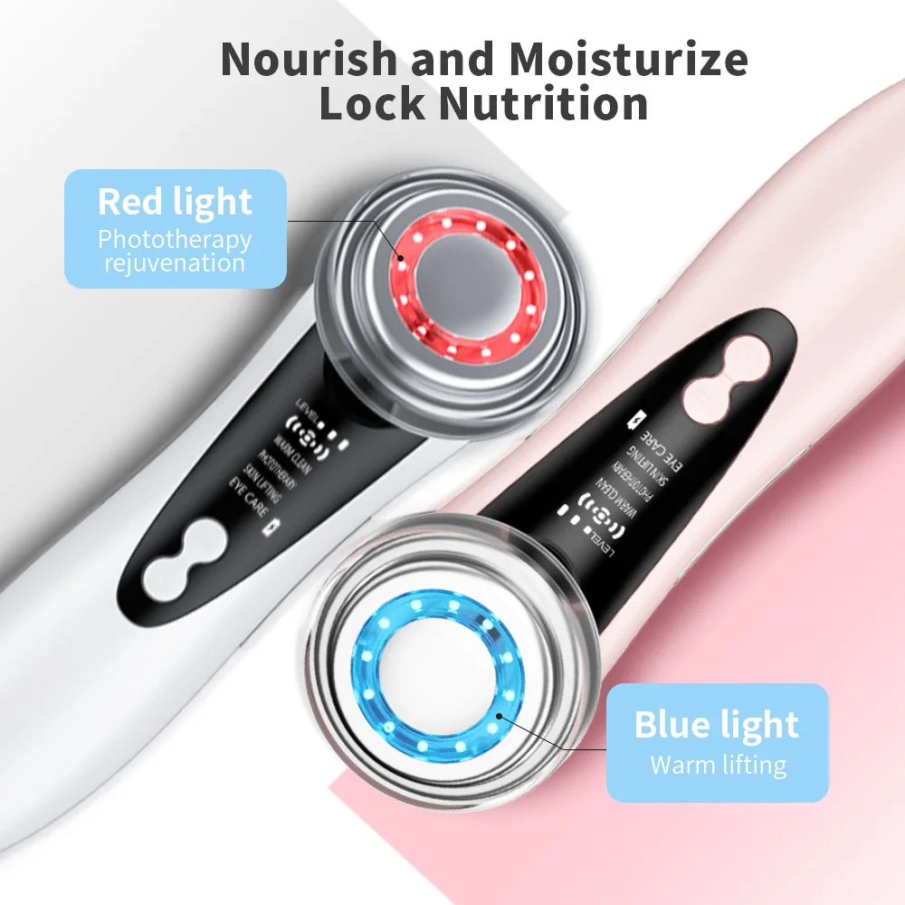4 in 1 Facial Massager LED Light Vibration Cleaning Anti Aging Face Eye and Neck Skin Care Tool Face Toning Face Lifting Device