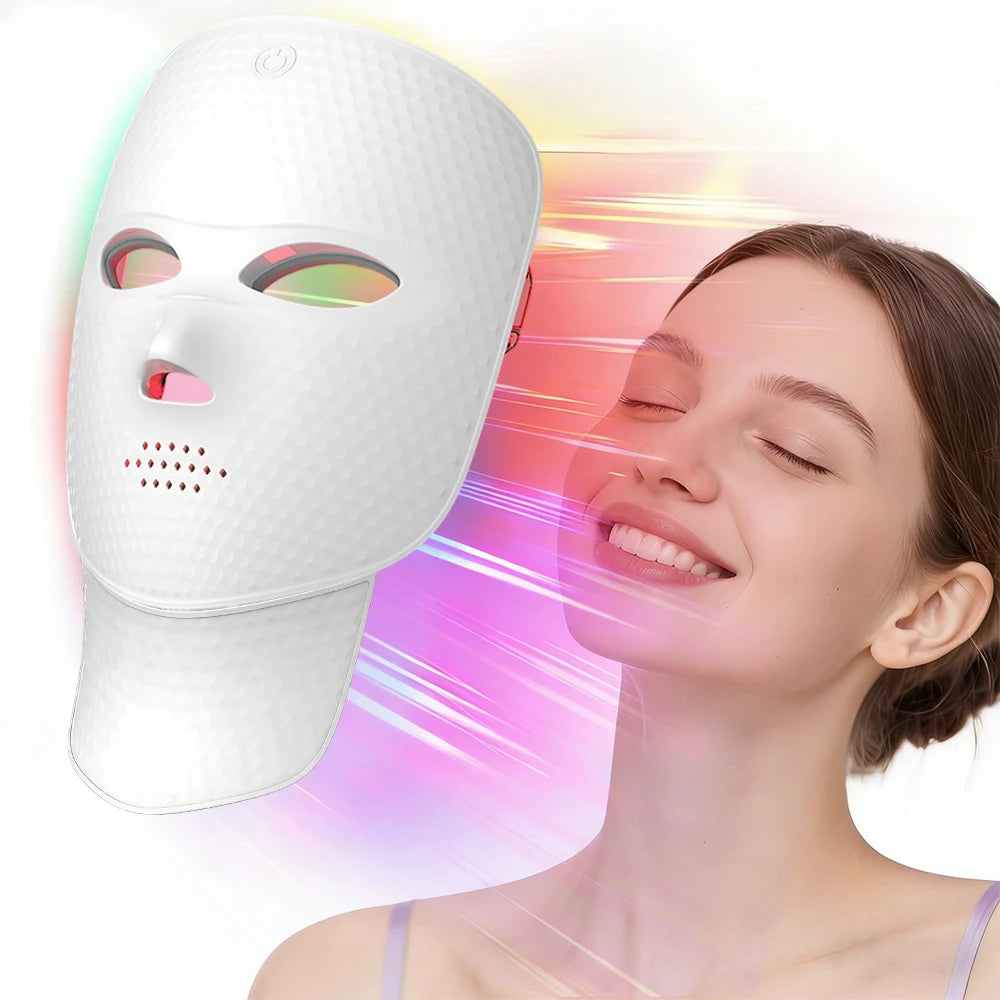 Wireless 7 Color Photon Face Neck Mask Red Light Anti Wrinkle Skin Rejuvenation Lifting Whitening Facial Beauty Device for Home Skin Care