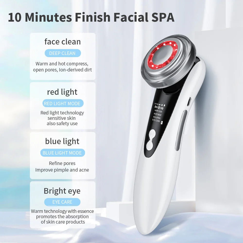 4 in 1 Facial Massager LED Light Vibration Cleaning Anti Aging Face Eye and Neck Skin Care Tool Face Toning Face Lifting Device
